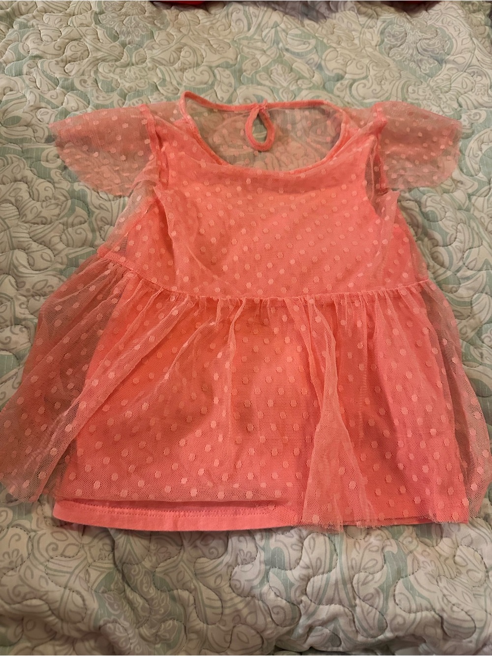 Crazy 8 Coral Dot Mesh Peplum Top for Girls